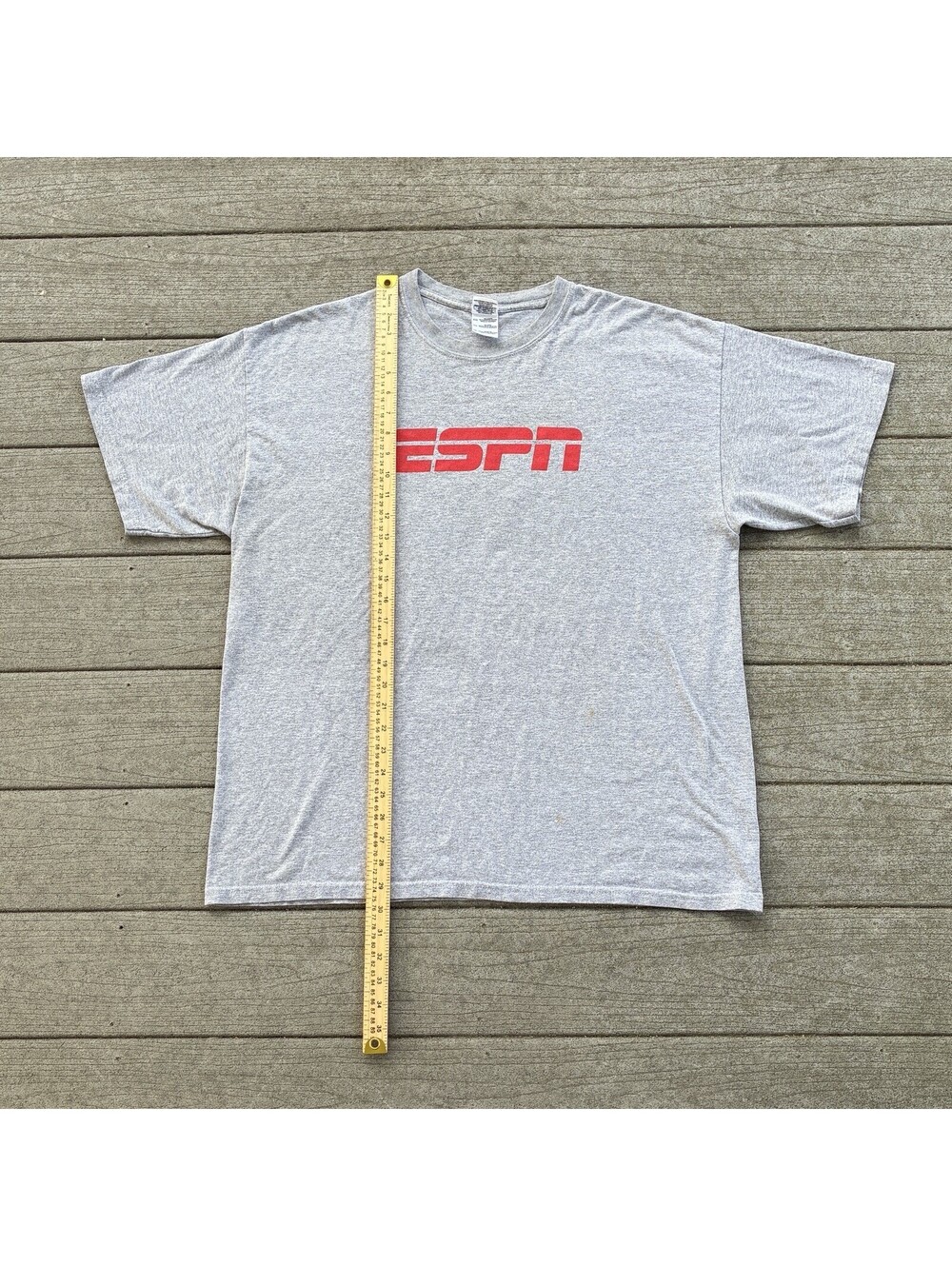 Vintage ESPN Red Logo T-Shirt Mens XL Heather Gray Short Sleeve Graphic Tee